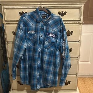 Wrangler Blue Casual Button Down Shirt